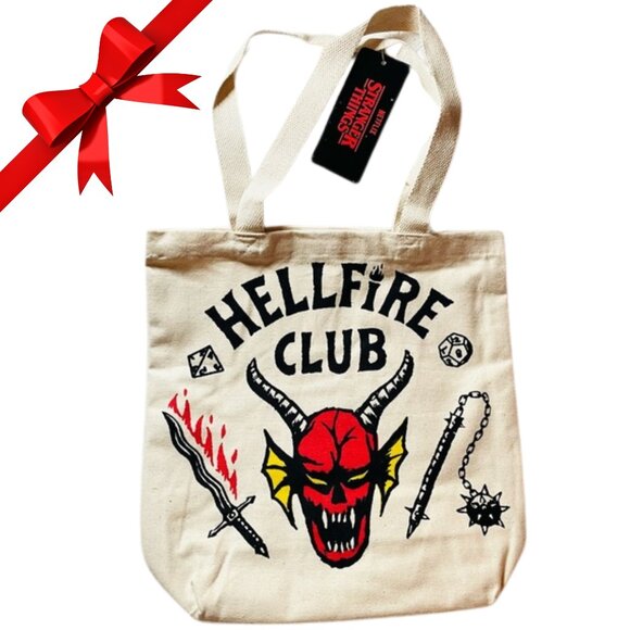 NWT Stranger Things x Netflix Hellfire Club Canvas Tote Bag - Picture 1 of 14